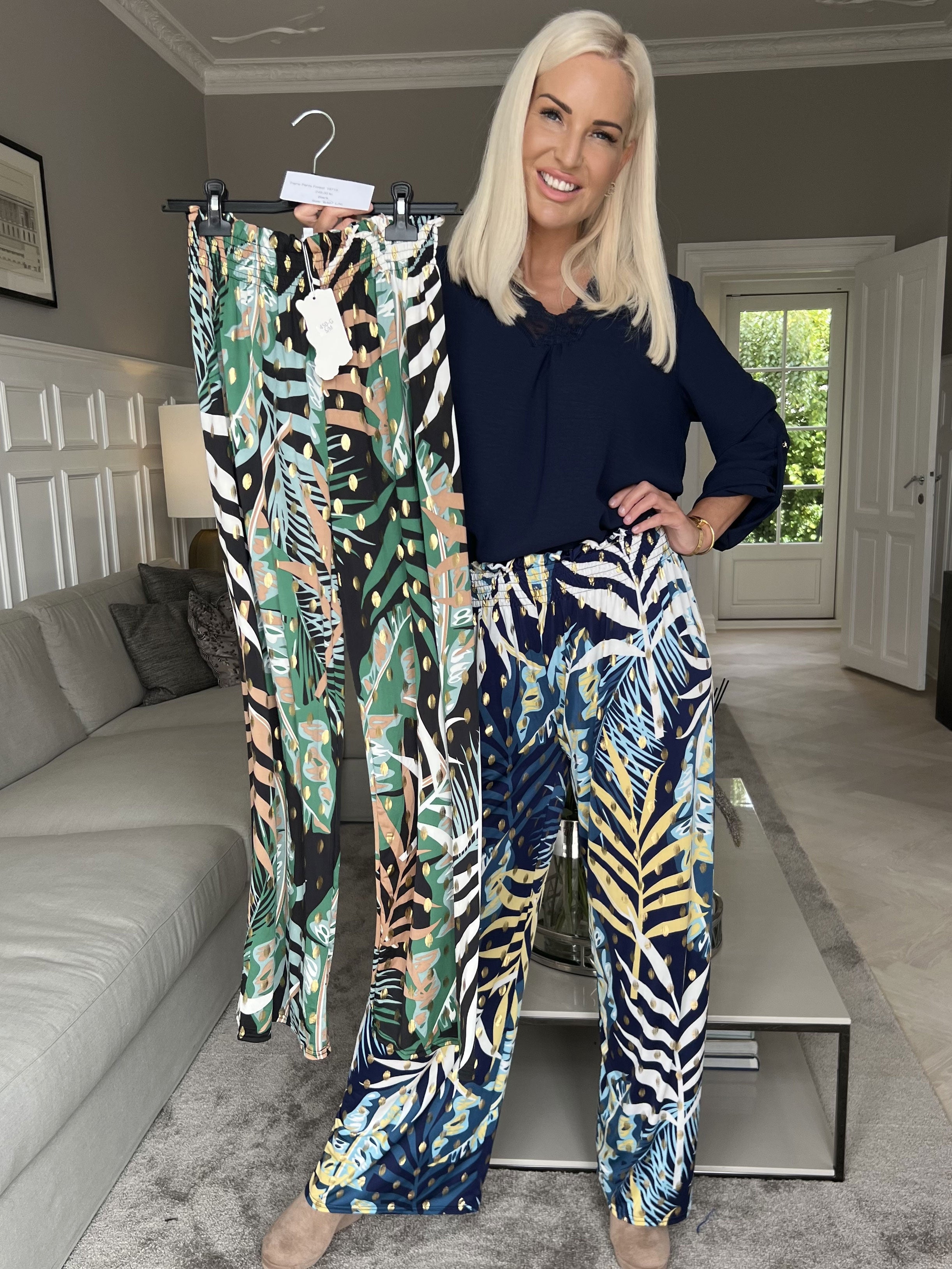 Pams Pants Forest - Løse mønstret bukser i elastisk stof